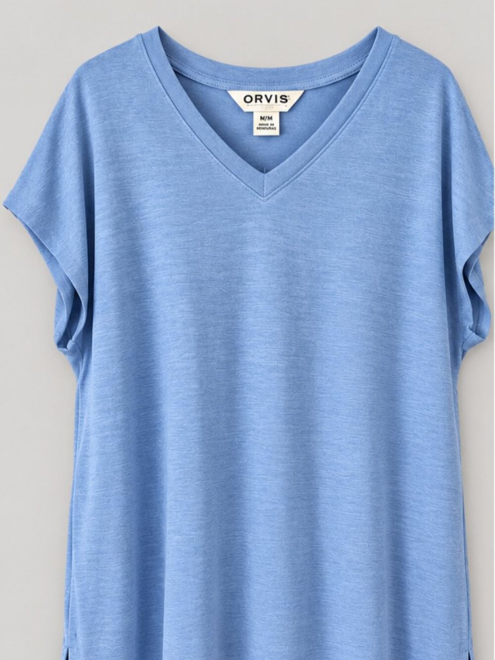 Orvis Classic Collection, Pale Blue V-Neck Relaxed Fit Tunic Top Size M
